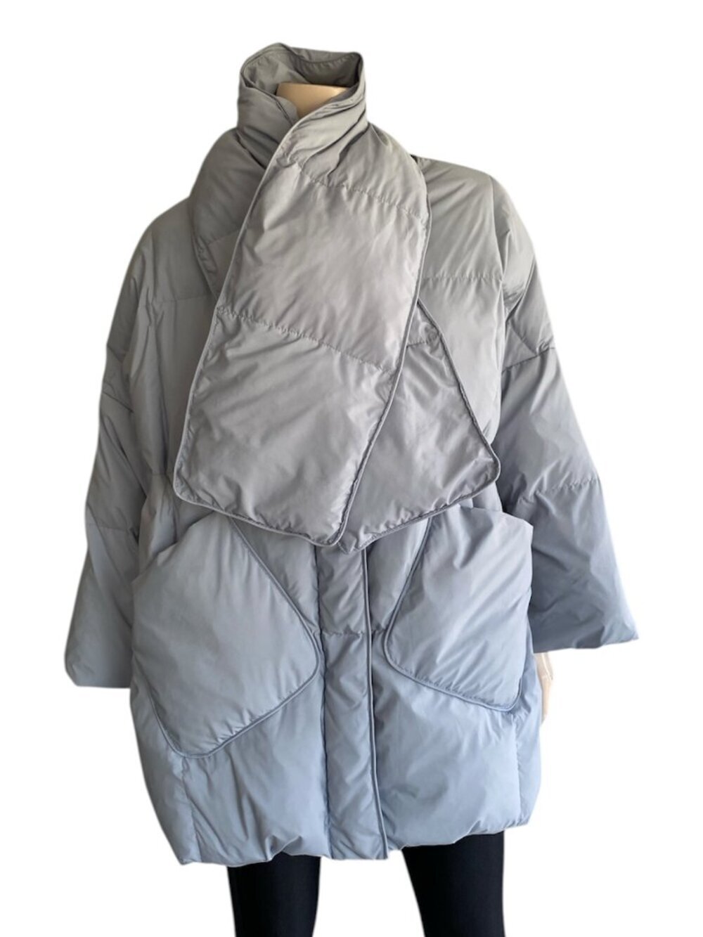 White Duck Down Oversized Duvet Coat Slate Blue​